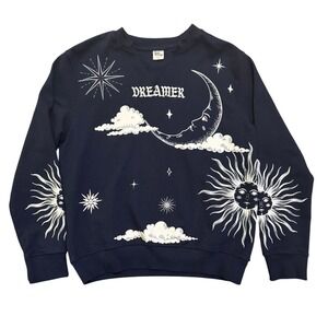 Graphic Angel Energy Dreamer Moon Sun Sweatshirt Navy XS